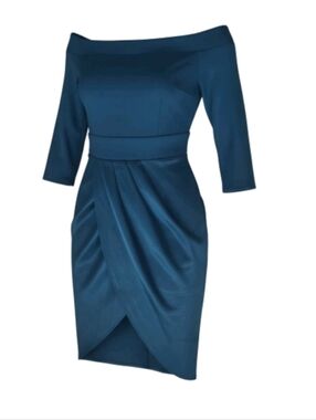 New York & Company Teal Long Sleeve Dress